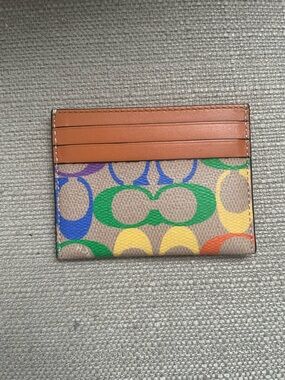 Coach Card Case in Signature Canvas Colour Rainbow